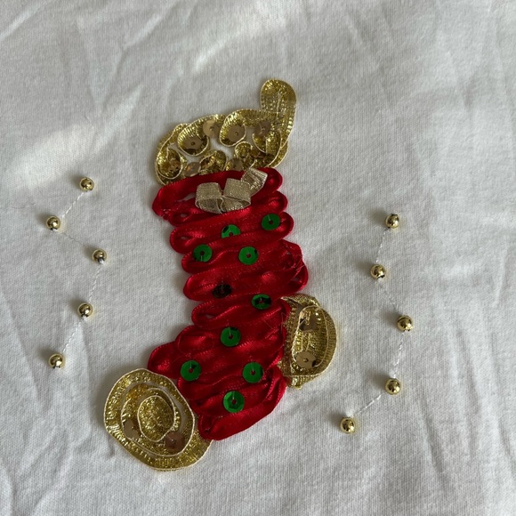 Size medium Kim Rogers long sleeve Tshirt. Embellished ribbon & beaded stocking - Picture 2 of 3
